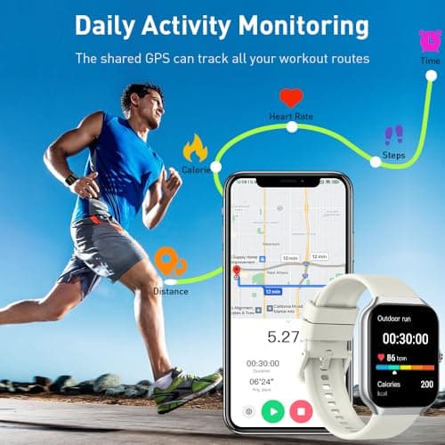 Smart Watch(Answer/Make Call), 1.96" HD Smartwatch for Men Women, 2025 Fitness Watch with 110+ Sport Modes/Heart Rate/Sleep Monitor/Pedometer, IP68 Waterproof Fitness Activity Tracker for Android iOS