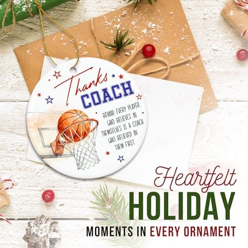 ZAGKOO Basketball Coach Ornament 2025 - Coaches Christmas Ornaments for Men and Women - Basketball Coach Gifts - Sports Thank You and Appreciation Gift Ideas - Ceramic Xmas Tree Ornament Decoration