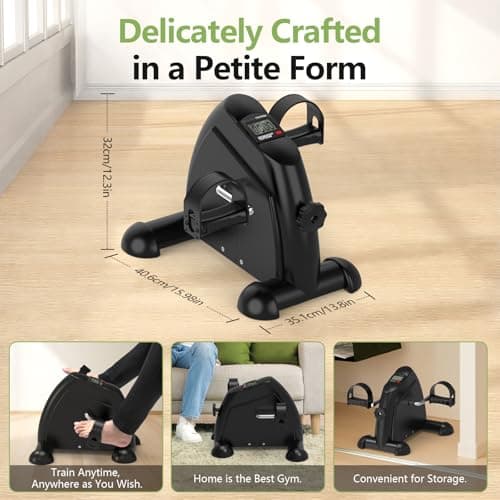 FITKS360 Under Desk Elliptical & Mini Exercise Bike - Seated Electric Leg Exerciser Under Table Oval Electric - Seniors Sit Exerciser Full Assembled Pedal with Remote Control