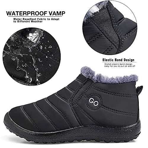 HARENCE Snow Boots for Women Winter Boot with Comfortable Warm Fur Lined Ankle Booties Outdoor Slip On Waterproof Short Boots