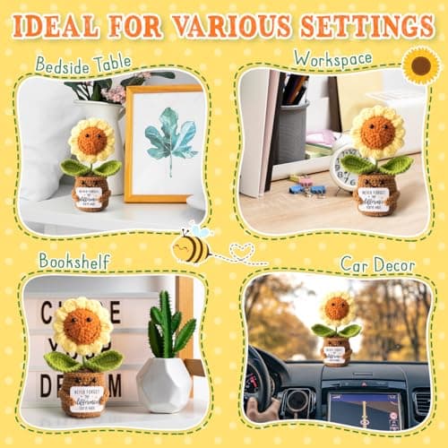 Christmas Thank You Gifts for Women, Nurse, Coworkers, Teacher, Boss, Retirement Farewell Going Away - Emotional Sunflower Support Crochet - Never Forget The Difference You Make Gifts