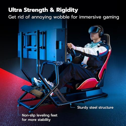 ARES WING Racing Simulator Cockpit with Monitor Mount and Seat, Formula and GT Sim Racing Cockpit Compatible with Fanatec, Thrustmaster, Logitech, Moza Racing Games on PS5, PS4, Xbox and PC