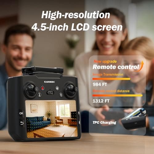 GPS FPV Drone with EIS Camera for Adults, 4.5 Inch LCD Screen on Controller，Al Track with Professional GPS，Follow Me, Auto Return，Easy Fly and Foldable Quadcopter for Beginners，Under 249g