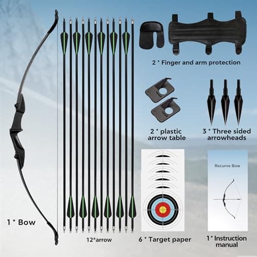 Recurve Bow and Arrow Set，Detachable Archery Adult Bow Left and Right Hands 40lbs /20lbs Suitable Adults/Youth/Beginners Outdoor Practicing
