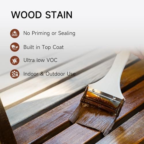 Wood Stain, 16 Oz Water Based Wood Stain and Sealer in One - No Priming, No Top Coat Required, Fast Drying|Low Odor|Non-Toxic, Perfect for Indoor and Outdoor Furniture (Teak with Tools)