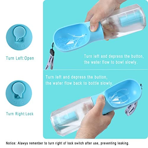 Feeding & Hydration & Waste All in One | Travel Puppy Water Bowl | Portable Pet Dispenser | Dog Gifts | for Walking Beach Cibaabo Dog Water Bottle with Food Container & Poop Bag Holder & Filter B0BZR44DQF