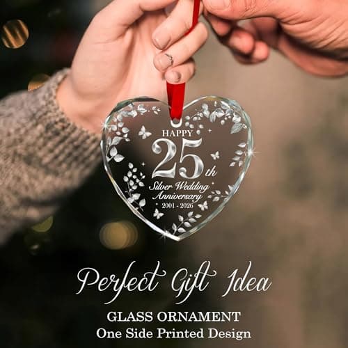 25th Wedding Anniversary Ornament 2001–2026, Silver Anniversary Wedding Gifts Keepsake, 25 Year Anniversary Marriage Gift for Couple, Wife, Husband B0G8KSNVCM