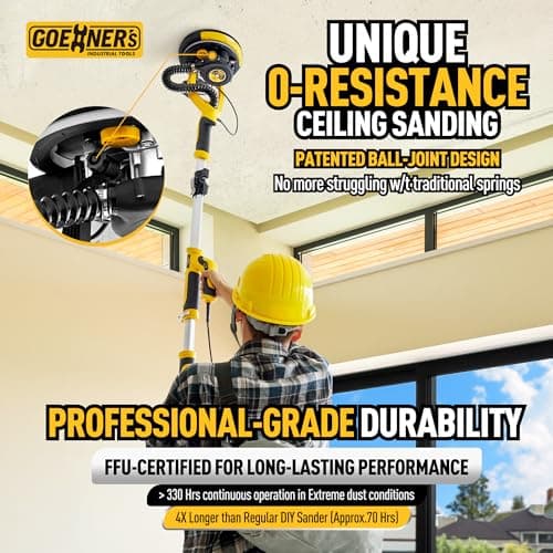 Drywall Sander, 6.5-amp Powerful Electric Drywall Sander with Vacuum, Anto Dust Removal, 7 Variable Speed, 900-1800RPM, Dustless Floor Sander with 26’ Power Cord for Popcorn Ceiling