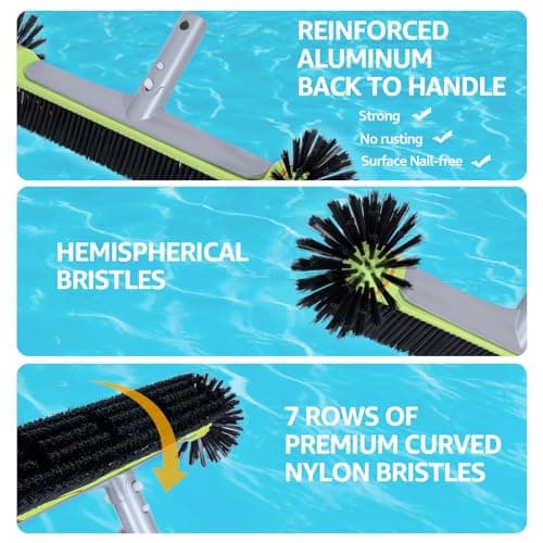 Sepetrel Deluxe Swimming Pool Cleaning Kit Including Professional Leaf Skimmer Net,Half-Depth Fine Mesh Net,17.5" Pool Brush Head & Hand Scrub Brush(NO Pole)