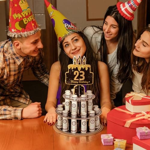 Crafterlife Birthday Cash Cake for Birthday Gifts, Money Holder Stand Ideas for Give Cash Gift, Surprise Personalized Money Box with 0-9stickers Variable Age for Her Him Birthdays Party Decorations B0F4QKKMNL