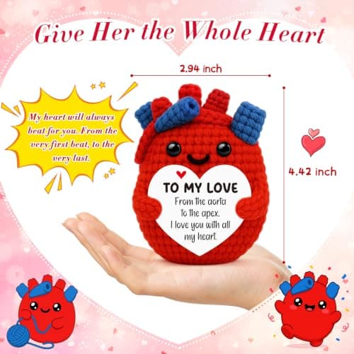 Crochet Heat Christmas Valentines Day Stocking Stuff Gifts for Girlfriend,Wedding Romantic Long-Distance I Love You Gifts for Girlfriend Gf,Anniversary Birthday Gifts for Girlfriend