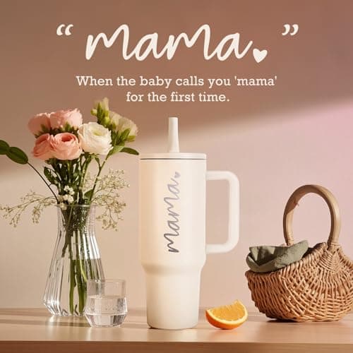 Mama Tumbler 40 oz Cup with Lids Straws First Mothers Day Gifts for New Mom Gifts for Pregnant Mother, Mama, Mom To Be B0F1DK279Y