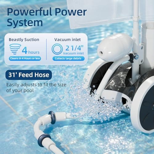 MAKHOON Upgrade Pool Pressure Side Sweeper – Professional Pool Cleaner for Efficient Swimming Pool Cleaning, Stable 4-Wheel Structure Design