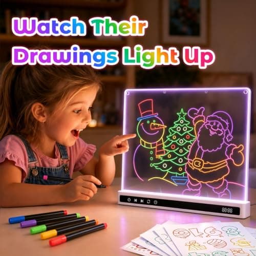 USB-C Rechargeable, 3mm Acrylic Surface, 7 Markers, Tracing Book, Clean Kit, Washable Eraser KVXAJWOT 16" LED Drawing Board, 16 Light Modes, 8 Colors, Built-in Stand B0H9L6KVJH