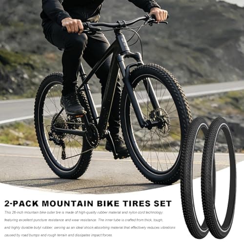 2 Pack Bike Tire Set Thicken Wear-Resistant 26x1.95/2.125 Bicycle Tires with 2 Inner Tubes 26 Inch Bicycle Tires for Mountain,Commuter,Touring Bike