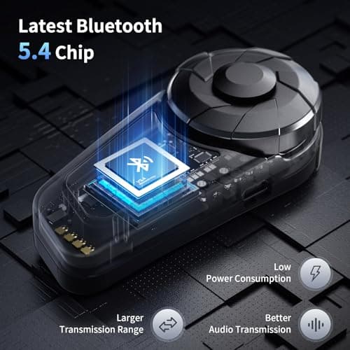 Fodsports FX-S Motorcycle Bluetooth Headset V5.4, 2-Way Helmet Intercom Communication System with IP67 Waterproof, CVC Noise Cancellation, Hands-Free Music/Call, 2 Type Mics, Black, 2 Pack