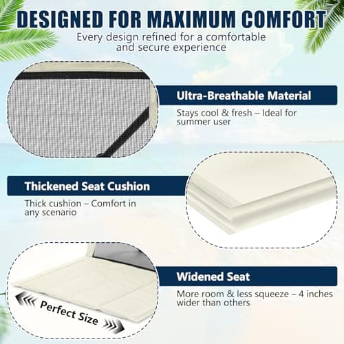 Foldable Poolside Chairs, 2 Pack Lightweight Portable Beach Chairs with Back Support for Adults, Compact Folding Pool Edge Chair for Outdoor Camping Picnic Beach, Light Beige