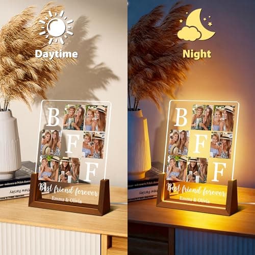Customized Besties Friendship Gifts for Women Men, Personalized Best Friend Christmas Birthday Gifts for BFF Sister Him Her Custom Photo Frame, Personalized Best Friend Picture Frame Night Light B0FZKR66Y7