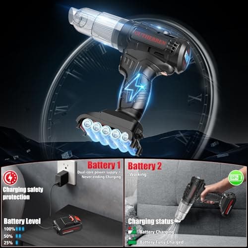 Car Vacuum Portable Cordless, 40,000Pa High Power Dust Buster, Rechargeable Battery Powered Vacuum Cleaners for Office,Home, Car, Pet Hair, Keyboard,Black