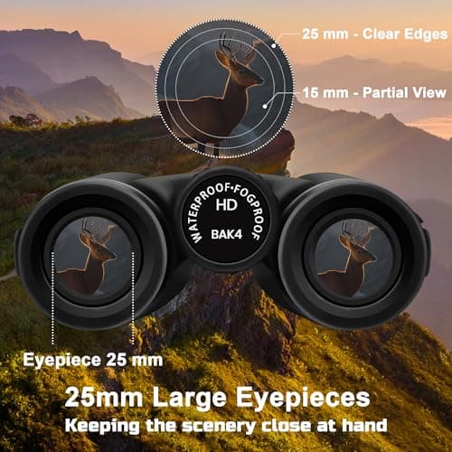 High Power 15X50 Binoculars for Adults Waterproof 50mm Big Eyepiece Fogproof Binoculars with BAK4 Prism FMC Lens for Outdoor Stargazing Hunting Traveling Wildlife Bird Watching (Black)