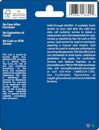 Visa Physical Gift Card $200 (plus $6.95 Purchase Fee) B07HJD9FVV