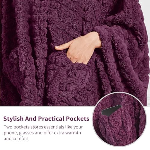 Wearable Blanket Sherpa Fleece Shawl Blanket with Pockets Blanket Poncho Cape for Adults, Cozy Shawl TV Throw Blankets B0FVPM15V3