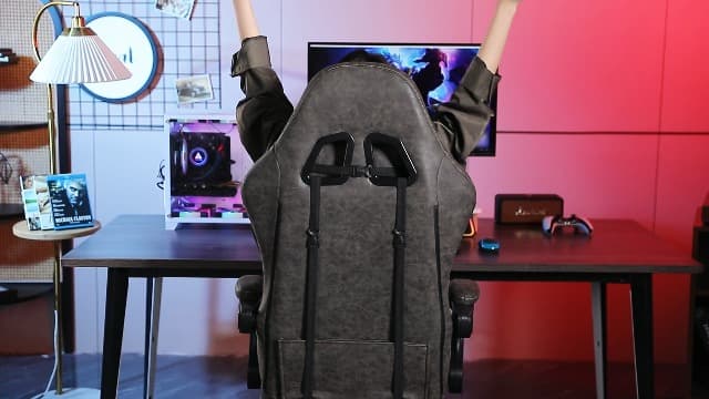 Kslysuty Gaming Chair Breathable Leather with Pocket Spring Cushion,Wide and High Ergonomic Office Chair with Headrest,Computer Gaming Chair with Footrest for Adult and Teen,Brown