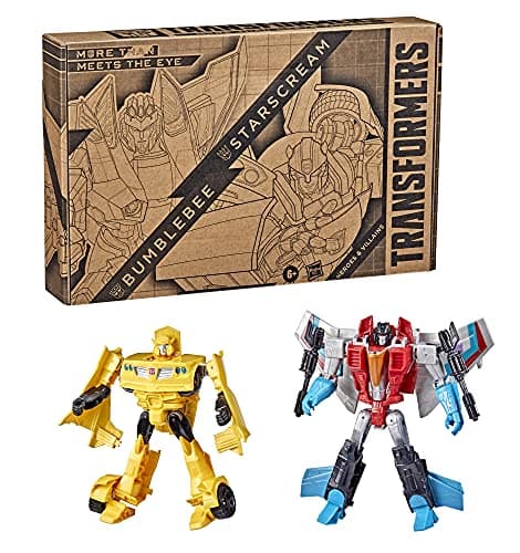 Transformers Toys Heroes and Villains Bumblebee and Starscream 2-Pack Action Figures - for Kids Ages 6 and Up, 7-inch (Amazon Exclusive)