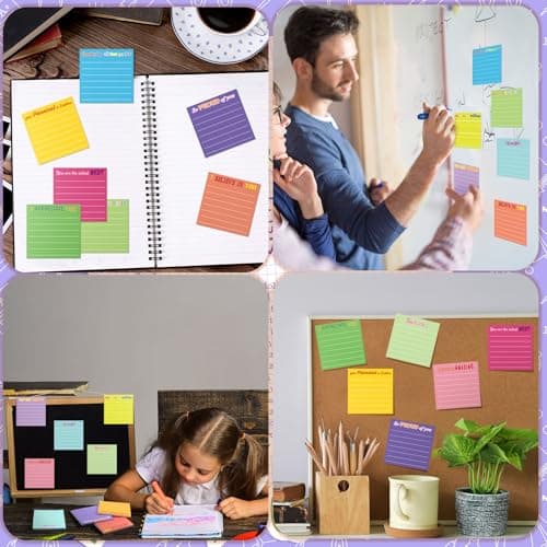 Yinder 24 Pcs Inspirational Sticky Notes with Lines Cute Motivational Sticky Notes Pad Employee Appreciation Gifts Bulk for Teacher Nurse Coworkers Office 3 x 3''(Dark Color,Appreciation)
