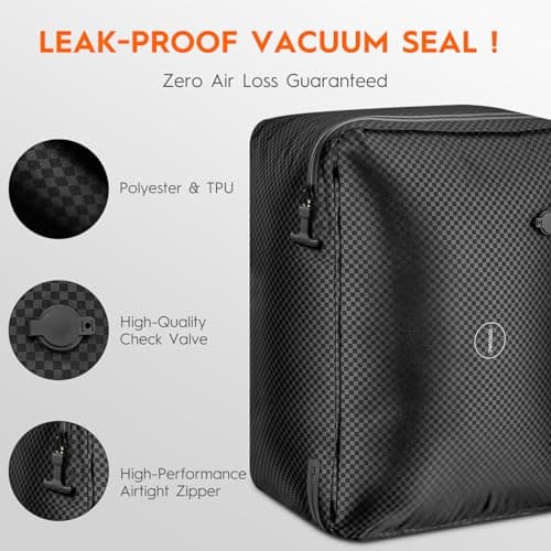 Vacuum Compression Bags with Wireless Pump – Space Saver Compression Bags for Luggage, No Checked Baggage, Triple Your Luggage Space, IP68, Reusable, Fits 20/24/28 Inch Suitcase (No Tracker)