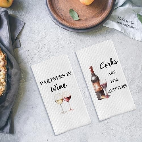 Funny Wine Kitchen Towel Set, Decor Gifts for Women & Wine Lovers, Funny Tea Towels, 2 x 16x24 Inch B0D7LD8TWX