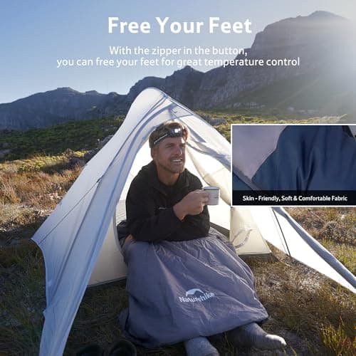 Naturehike Lightweight Compact Sleeping Bag, 59℉/32℉ Envelope Ultralight Backpacking Sleeping Bag Portable, Waterproof with Compression Sack for Cold&Warm, Camping, Traveling, Hiking
