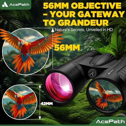 15x56 Binoculars for Adults High Powered - Large View Binoculars with Clear Low Light Vision - Waterproof Compact Binocular for Hunting Camping Cruise Travel Bird Watching