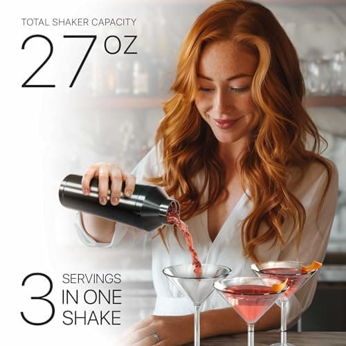 BARE BARREL 27oz Martini Shaker | Built-in Drink Measure System & Strainer, TravelBag, Recipes | Home Bar Bartending Gift Set Insulated Cocktail Shaker | Vacuum Double Wall Stainless Steel (Slate Gray) B0GJG62Q5S