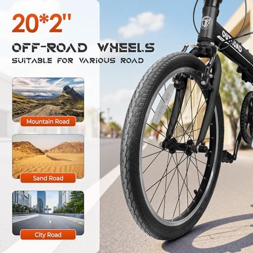 20-inch 7-Speed Folding Bike - Lightweight Aluminum Frame, Adjustable Stem, Easy Foldable Bicycle for Commuting & Storage, Multiple Colors