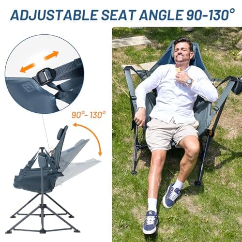 TIMBER RIDGE Hammock Camping Chair with Adjustable Backrest, Heavy Duty Folding Hammock Chair Supports 300lbs, Portable Hammock Chair for Camping, Travelling and Patio, Blue