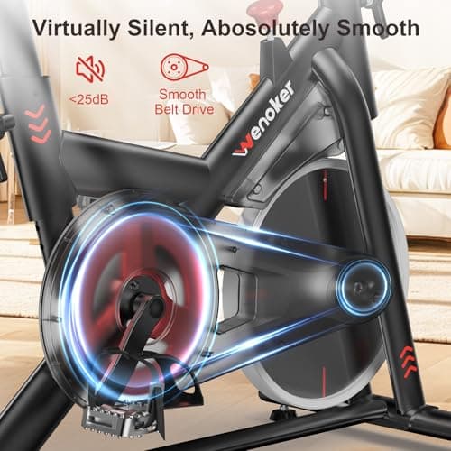 Exercise Bike for Home – 350LB Indoor Cycling Bike, Silent Stationary Spin Bike with App Sync, Adjustable Seat, LCD Monitor, Smooth & Quiet for Cardio Workout