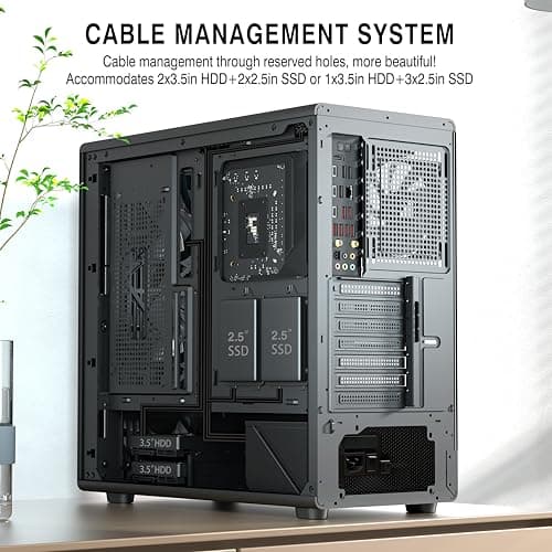 FOIFKIN M2 PC Case -Genuine Walnut Wood Front Panel Pre-Installed 7 PWM ARGB Fan (3x140mm+4x120mm), 360MM RAD Support, ATX Mid-Tower Gaming PC Case, with Type-C,FOIFKIN (Black, M2)