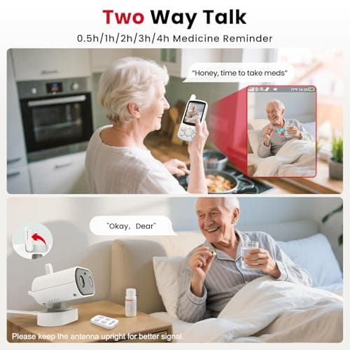CallToU 2-Way Talk Baby Monitors for Elderly with Call Button Room Monitors for Elderly Monitor with Camera and Audio Night Vision Video Monitor for Elderly Seniors Dementia Patients No WiFi