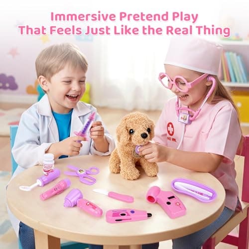 A gift for girls birthday Christmas, Encourages caring role play, builds confidence, stays neatly organized Meland Doctor Kit with Puppy for Girls, Pretend Play Toy Gift for Ages 3–6 B09PD6YWF1