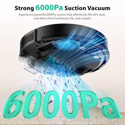 Tikom Robot Vacuum and Mop, 6000Pa Robotic Vacuum Cleaner with Self-Emptying Base, 90 Days Capacity, LiDAR Navigation, Home Mapping, Ideal for Pet Hair, Hard Floors, Carpet (L8000 Plus)