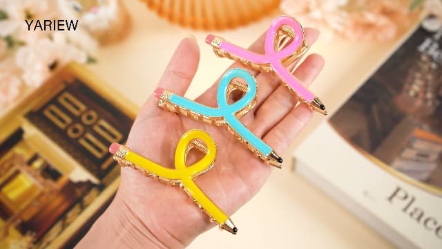 Back to School Jaw Barrettes Cute Teacher Appreciation Gift Accessories Party Costume Christmas YARIEW Pencil Hair Claw Clips for Women Thick Hair Clips for Teacher Gifts B0DSB6GNKS
