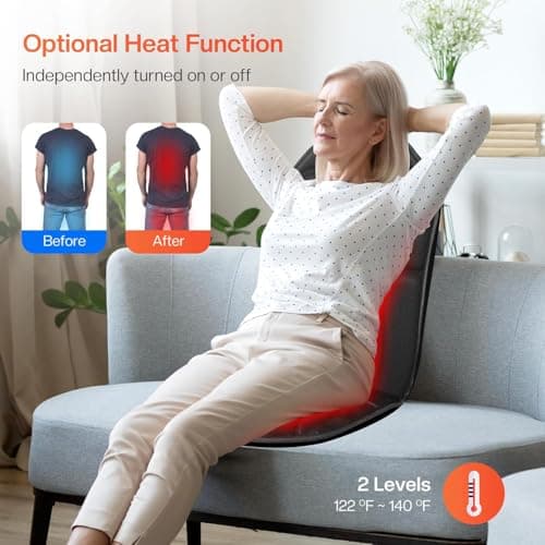 5 Modes, 4 Intensities, 2 Heat Levels, Vibration Chair Pad for Desk Workers Home Office Chairs Recliner Relaxation Gifts CuPiLo Back Massager with Heat, Vibration Massage Seat Cushion for Chair B0C5Q7P3Z8