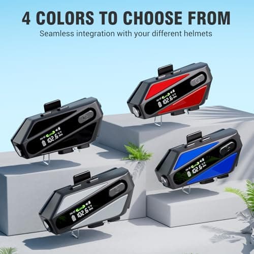 Motorcycle Helmet Bluetooth Headset, C6 Helmet Speakers with 2 Type Mics, Intercom/Hands-Free Call/Music/Waterproof/Noise Cancellation/Wake Up Siri, Suitable for Motorcycles, Skiing, and Cycling