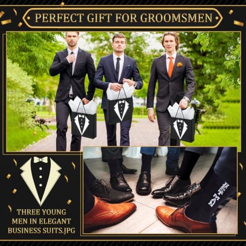 60Pcs Groomsmen Gifts Groomsmen Proposal Box with Shot Glasses Socks Sunglasses PU Leather Toiletry Bag Bottle Opener Can Cooler Groomsman Gifts for Wedding Groomsmen Best Man Gift (60, Brown)