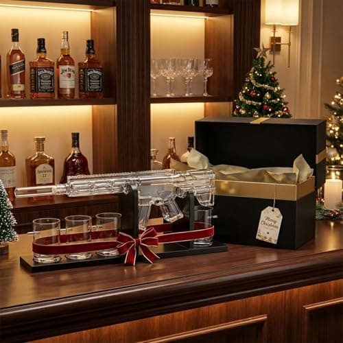 AR15 Gun Decanter Birthday Gifts for Men Dad, Whiskey Set - Rifle Limited Edition, Silencer Stopper - 800 ml & 12oz Bullet Glasses - Father Gift - Drinking Party, Liquor, Vodka Tik Tok Viral Dispenser
