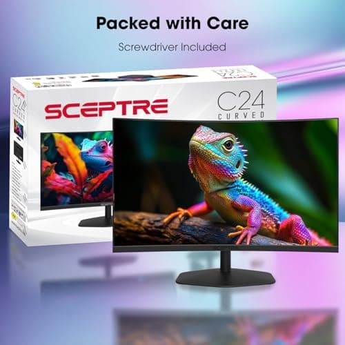 New! Sceptre Curved 24-inch Gaming Monitor 1ms 100Hz 1500R DisplayPort HDMI X2 Eye Care 100% sRGB Build-in Speakers, Machine Black 2026 (C248W-FW100T Series)