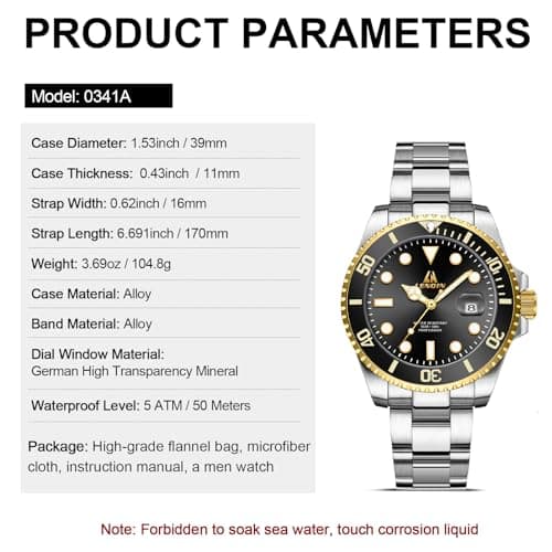 LN LENQIN Mens Watches Stainless Steel Waterproof Analog Quartz Watch for Men with Date Luminous Fashion Wristwatch