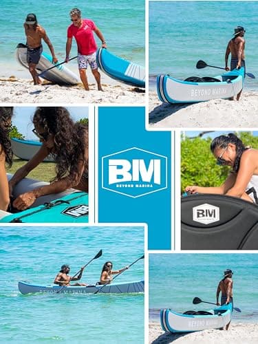 BEYOND MARINA Inflatable Kayak 1 & 2 & 3 Person Adult- Full Drop Stitch Kayak with Aluminum Paddles, Seats, Footrests, Pump, Fins