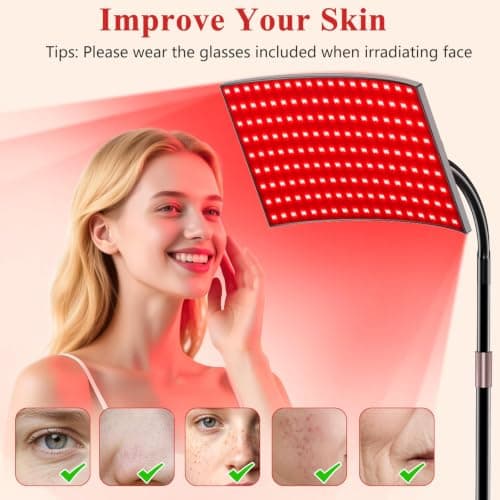 Red Light Therapy for Body Face Infrared Light Therapy for Body with 660nm & 850nm Near Infrared LED Red Light Therapy Panel at Home Protective Glasses for Home Use, Gift for Women Girl B0FH6FN9ZL